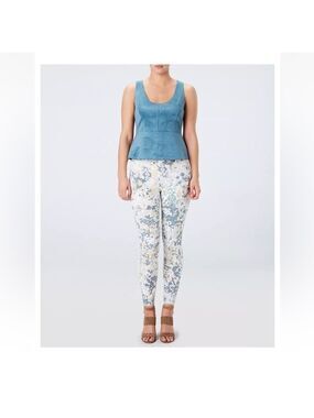 Spanx Jean-ish Leggings Multicolor Floral Print Soft Denim Sz Small